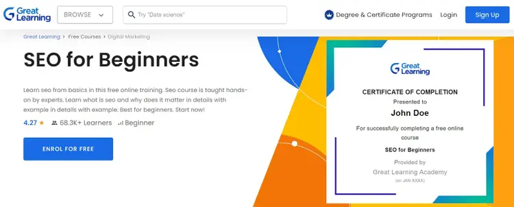 Página de destino SEO para iniciantes