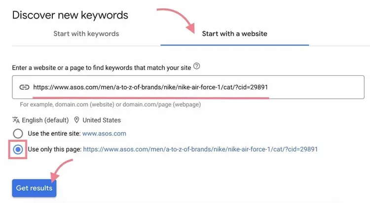 Insira o URL do site do seu concorrente