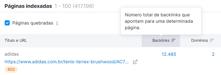 número total de backlinks