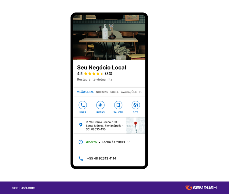 resultados móveis do google perfil da empresa