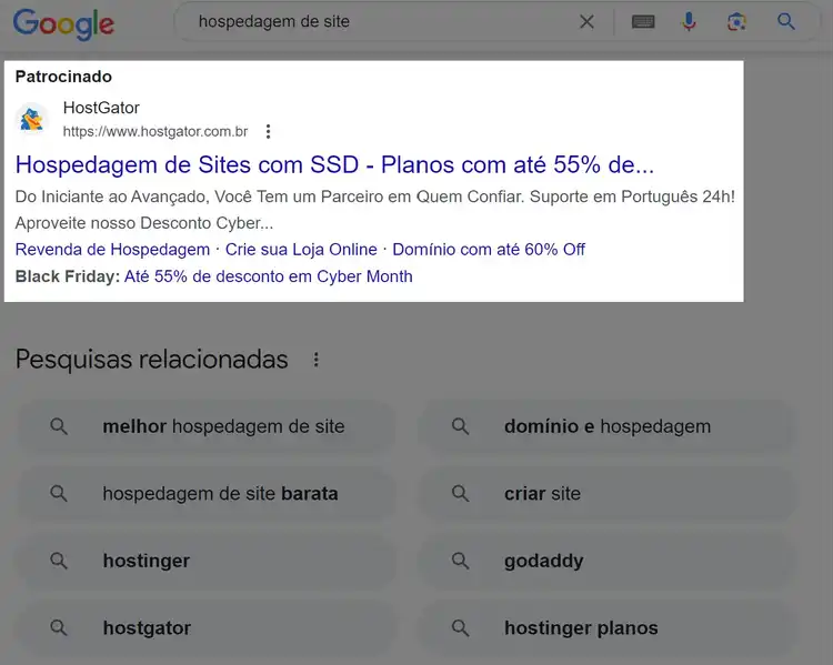 Anúncios de pesquisa do Google na parte inferior do SERP
