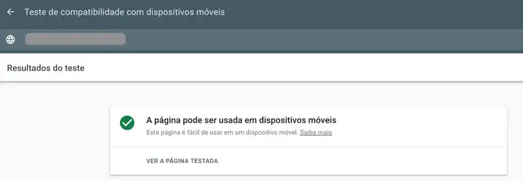 resultado do teste de compatibilidade com dispositivos móveis