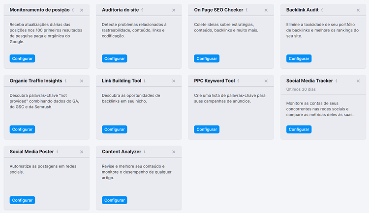 ferramentas para novo projeto