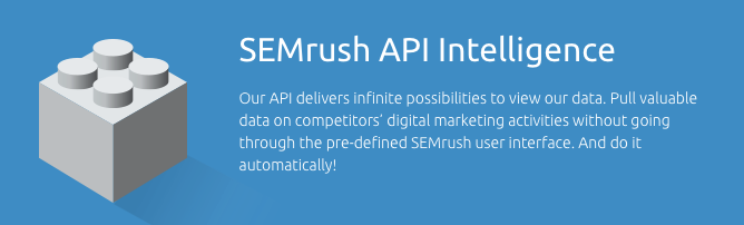 Gráfico API Semrush com pilhas empilhadas e texto sobre inteligência de dados