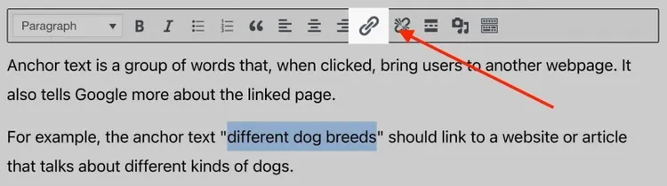 adicionando anchor text no wordpress
