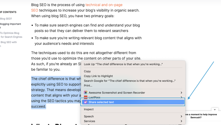 Extensão da Semrush para Google Chrome