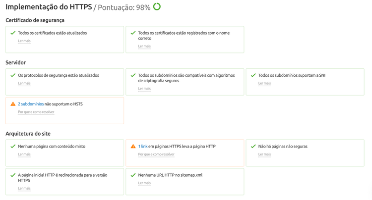 Https erros na auditoria de site da Semrush