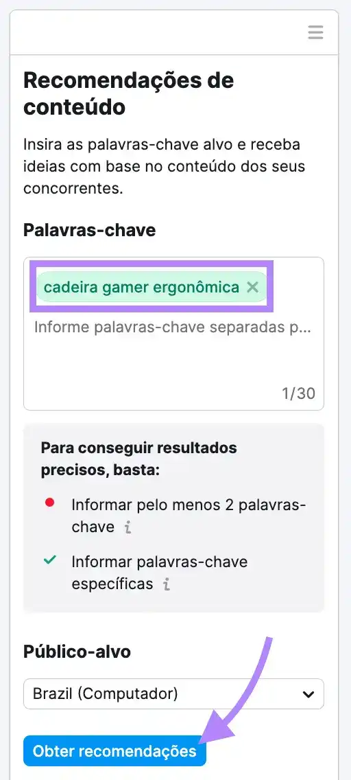 obtenha recomendações para a palavra-chave "cadeira gamer ergonômica"