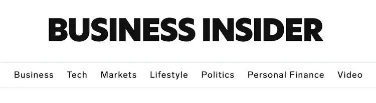 arquitetura de site para um site de conteúdo, Business Insider, organizada por diferentes categorias de conteúdo, como negócios, tecnologia, etc.
