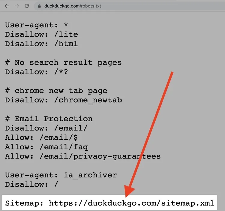 diretiva sitemap no arquivo robots.txt