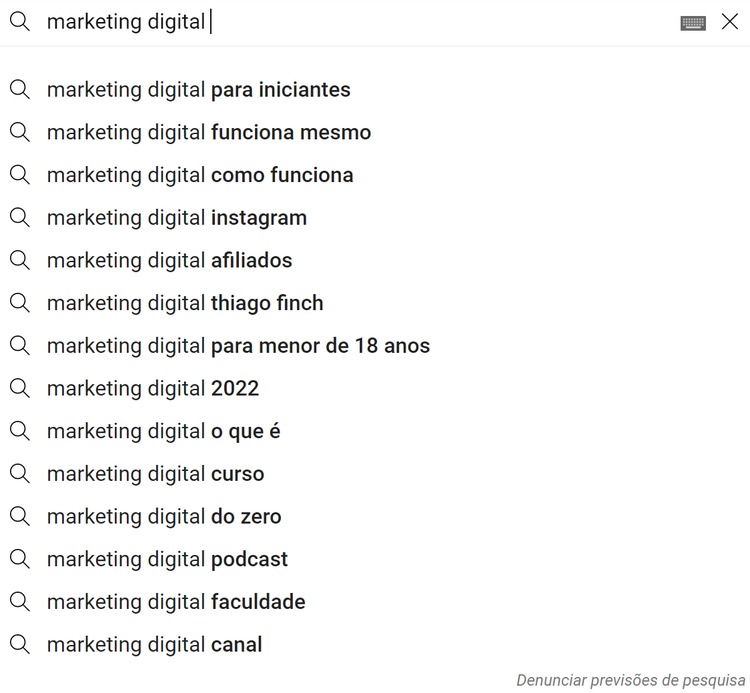 autocompletar do youtube