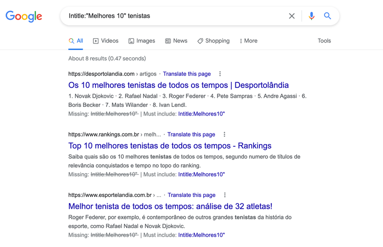 exemplo de operador de busca para melhores