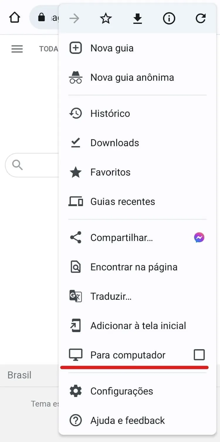 pesquisa reversa de vídeo - Chrome Android