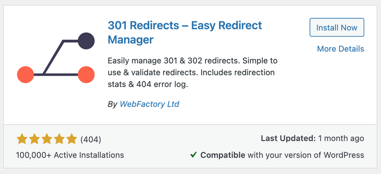 Plugin de redirecionamentos 301