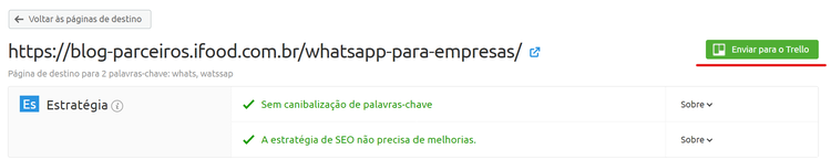 opção enviar para o trello