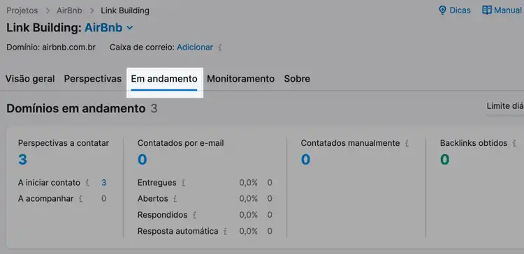 ferramenta link building em progresso