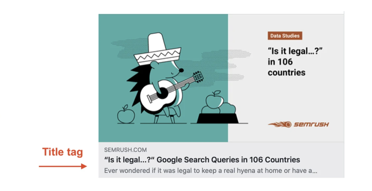 Search result with title tag annotation for Google queries legality article