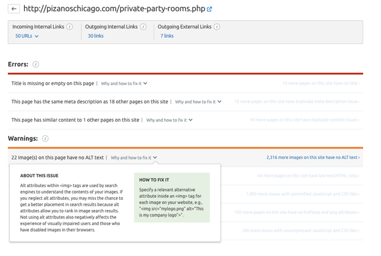 Site Audit erro página sem título e com meta description duplicada