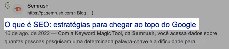título em um resultado de pesquisa