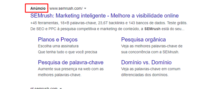 SEMrush add exemplo