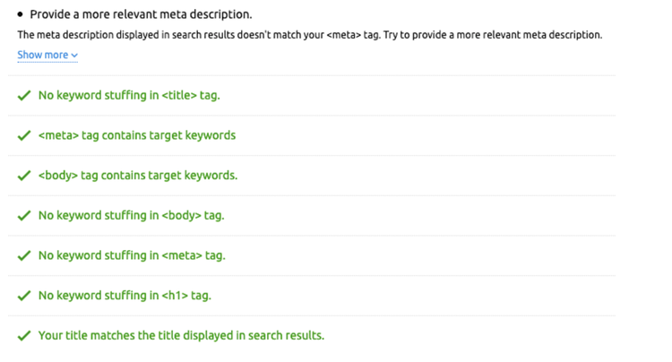 On-Page SEO Checker meta description análise palavras-chave