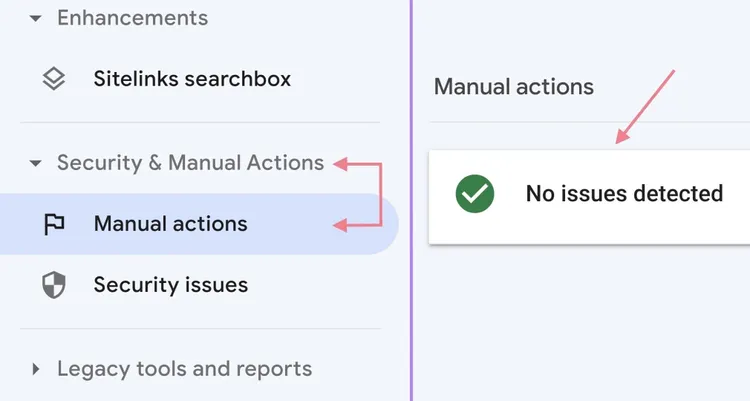 manual actions (ações manuais) do google search console