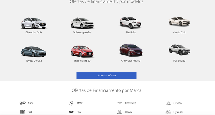 iCarros financiamento carros página hub exemplo