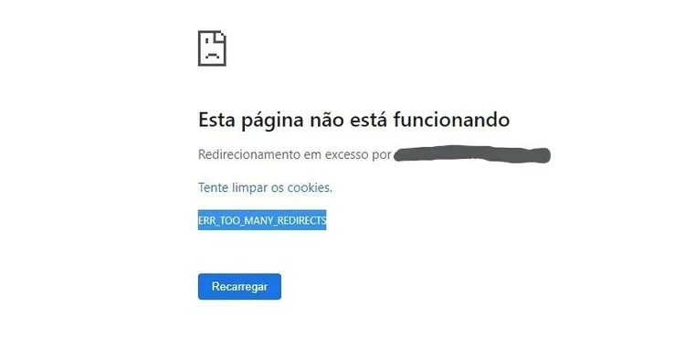 exemplo de erro redirecionamento