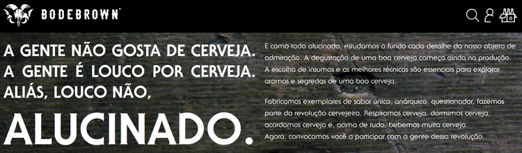 Website Bodebrown: design escuro e mensagem agressiva