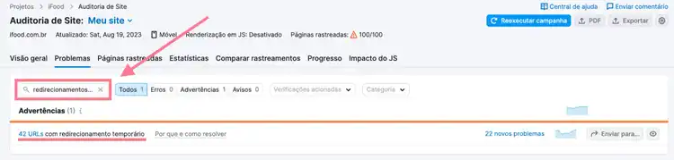 erro de redirecionamento temporário