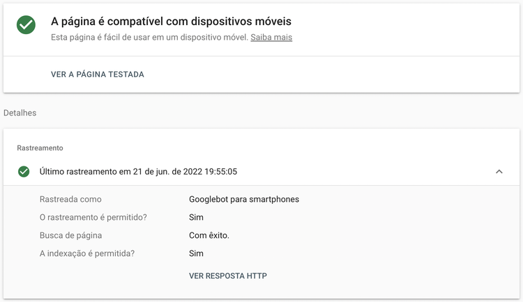 Teste de Compatibilidade com Dispositivos Móveis do Google