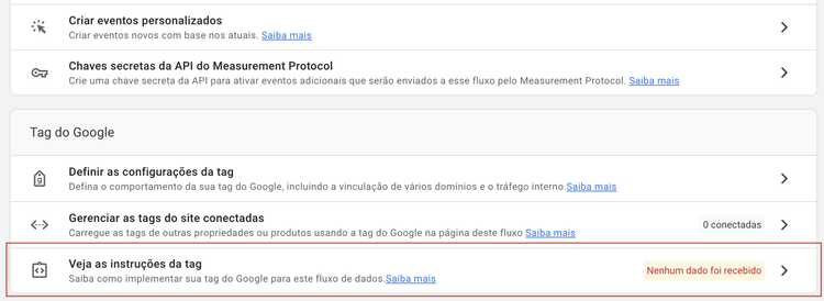 instruções da tag
