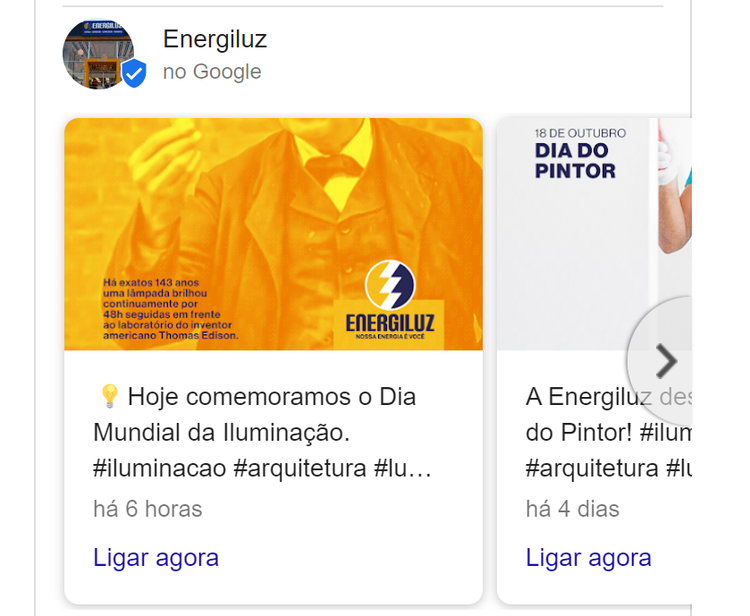 postagens no perfil da empresa