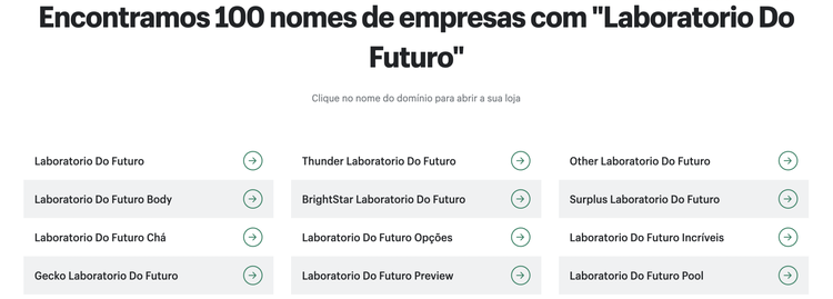 Gerador de nomes para empresas da Shopify