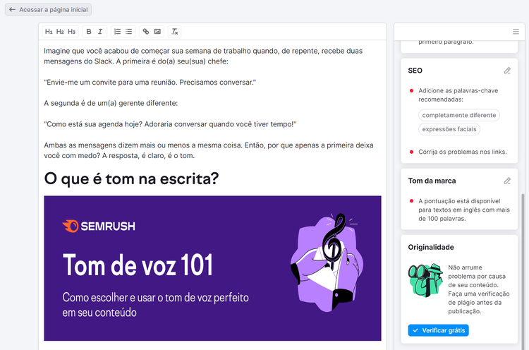 sugestão de palavras-chave relacionadas na ferramenta seo writing assistant