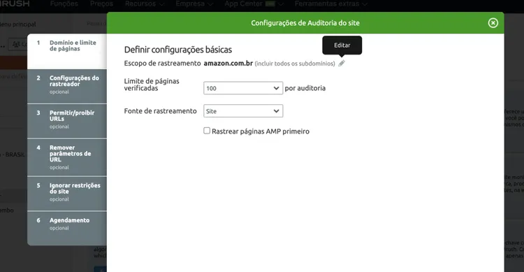 Novo projeto de auditoria de site