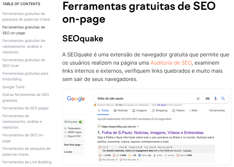 exemplo post da semrush