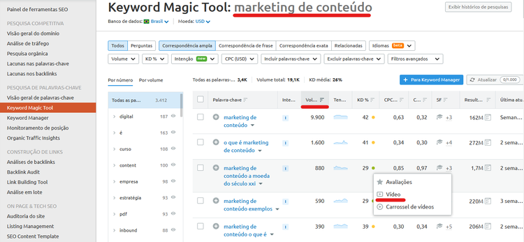 Keyword Magic Tool Semrush