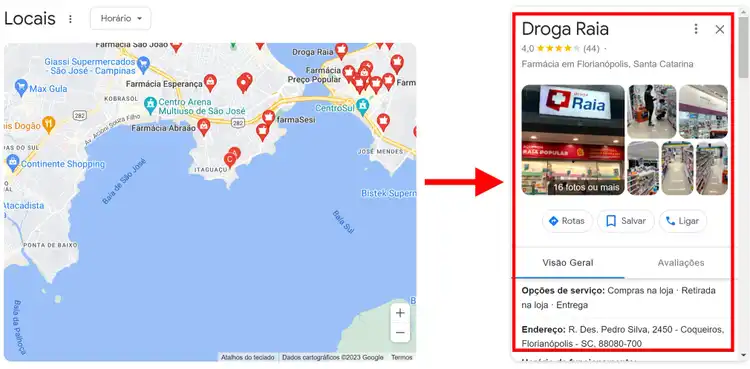 SERP features - pacote local - detalhes