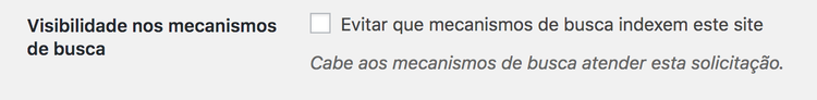 Checkbox de visibilidade para mecanismos de busca