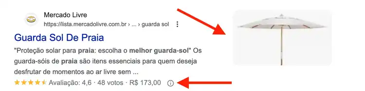 rich Snippet do mercado livre