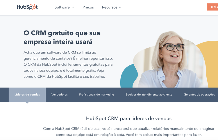 HubSpot página CRM gratuito exemplo pillar page