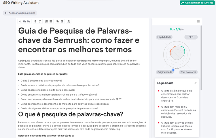 seo on-page - ferramenta SEO Writing Assistant