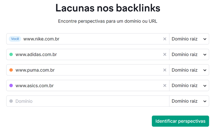 tela inicial lacunas nos backlinks