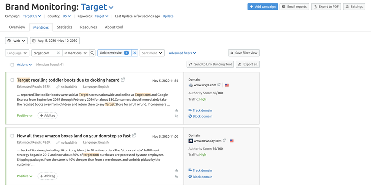 Target Brand Mentions