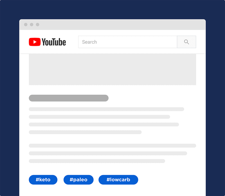Hashtags na descrição do YouTube