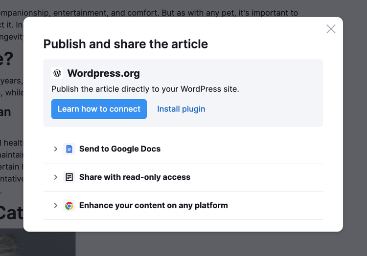 Gerador de Conteúdo de IA - publicando no ContentShake AI da Semrush