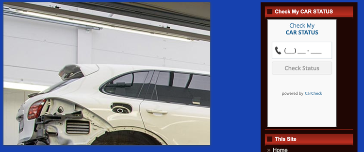 Widget de site em imagem de carro verificando status do veículo powered by CarCheck