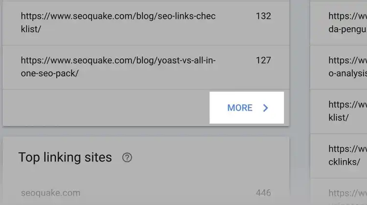 google search console - detalhes links externos