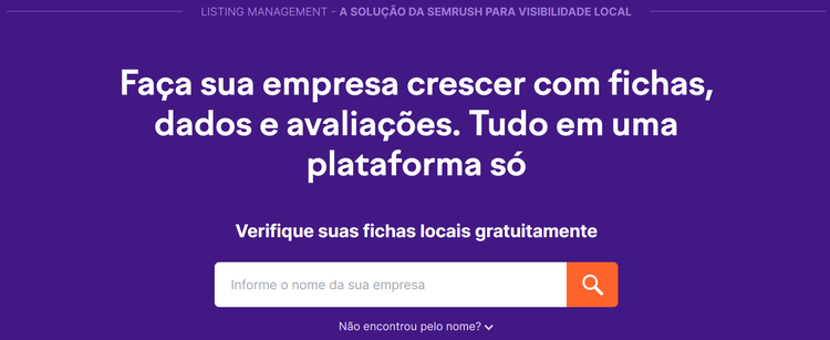 tela inicial da ferramenta listing management